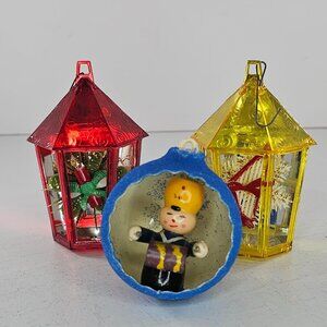 Vintage Jewelbrite Lantern Soldier In Ball Ornaments Set